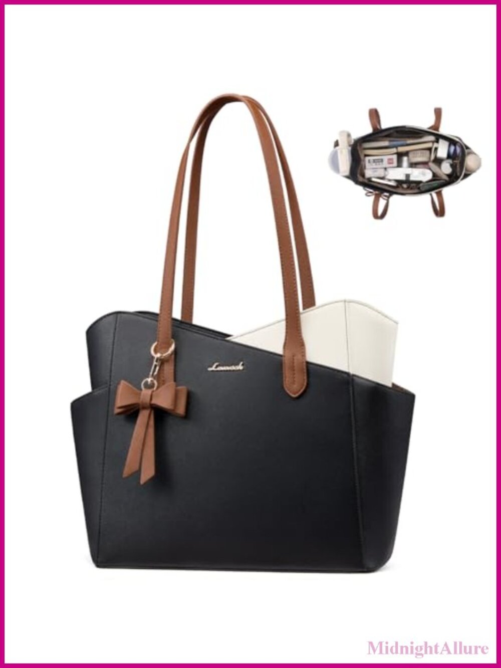 LOVEVOOK Structured PU Leather Satchel Tote Purse for Women